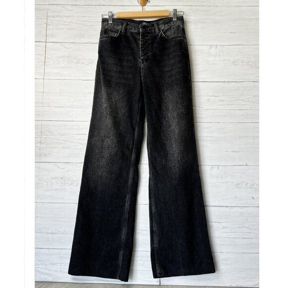 Rails Jeans Womens Size 26 Black The Getty High Rise Wide Leg Button Fly - Picture 1 of 16